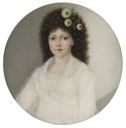 Circular miniature, representing a young woman with a white dress and flowers in her hair. (Condesa de Chinchón?)