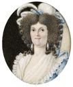 Circular miniature, representing Queen María Luisa de Parma, frontally, with blue dress, white collar and touches of white and blue.