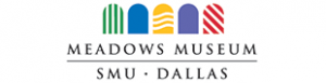 Meadows Museum SMU Dallas logo including arch shapes in green, blue, yellow, purple, and red and black text